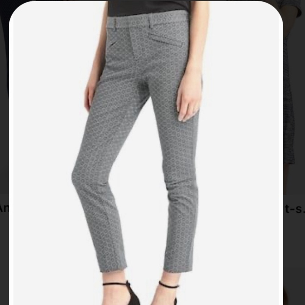 GAP Skinny Ankle Pant in Black and White Geometric Pattern